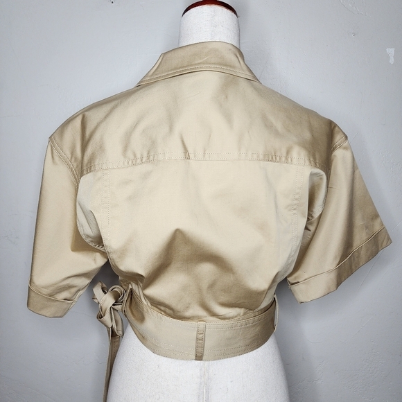Derek Lam Collective Military Inspired Cropped Wrap Shirt Size 48/US12 - Picture 7 of 10